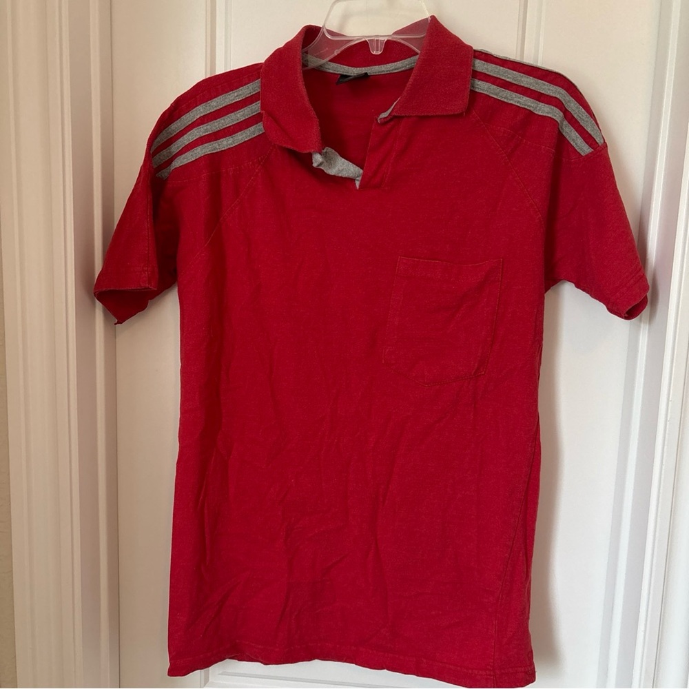 Vintage Red Polo Shirt with Gray Accents